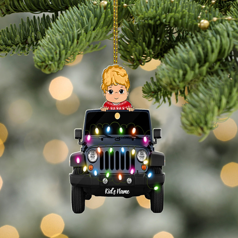 Kid With Truck Personalized Christmas 2 Sided Shape Acrylic Ornament TRNA, Made By Acrylic And The 2 Sides Are The Same