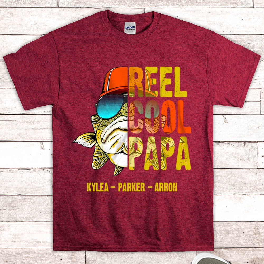 Reel Cool Papa Shirt, Nickname & Grandkid's Name Can Be Changed