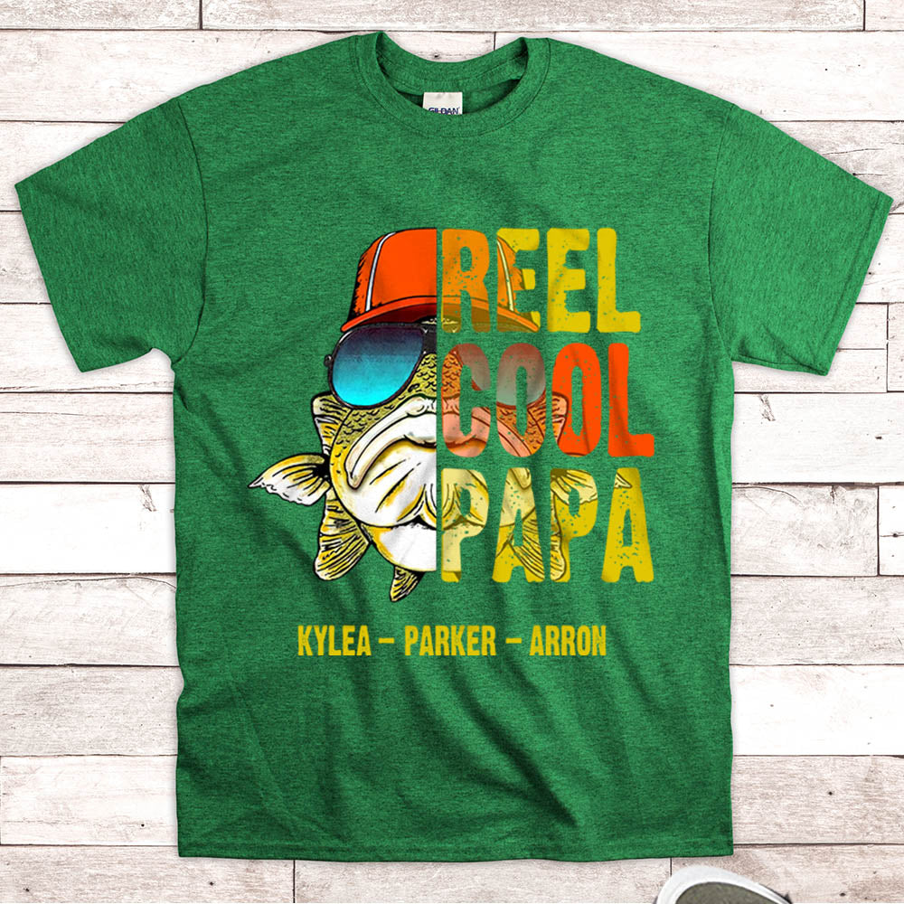 Reel Cool Papa Shirt, Nickname & Grandkid's Name Can Be Changed