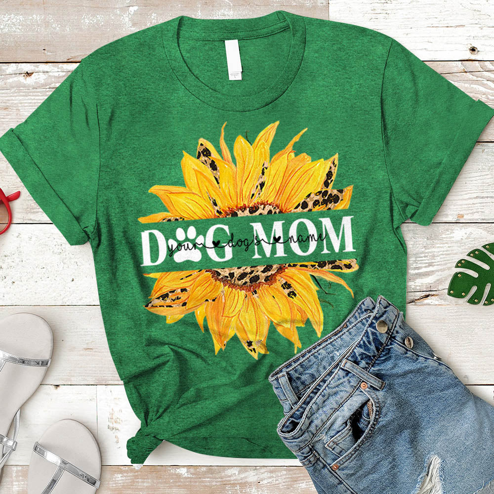 Dog Mom Sunflower T-Shirt Personalized Dog's Names T-Shirt