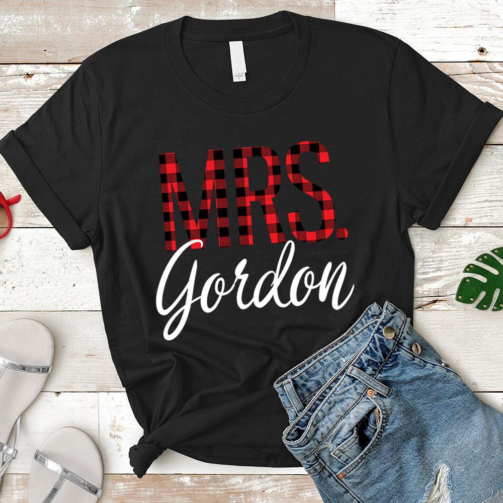 Personalized Mrs./Last Name Relaxed Boyfriend Personalized Last Name Boyfriend Buffalo Plaid Shirt / Caro