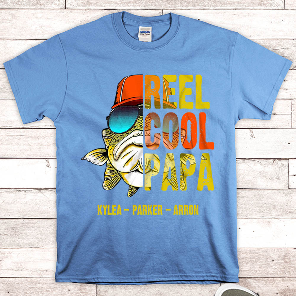 Reel Cool Papa Shirt, Nickname & Grandkid's Name Can Be Changed