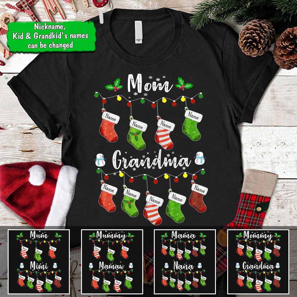 Mom To Grandma Christmas Socks Personalized Shirt For Grandma