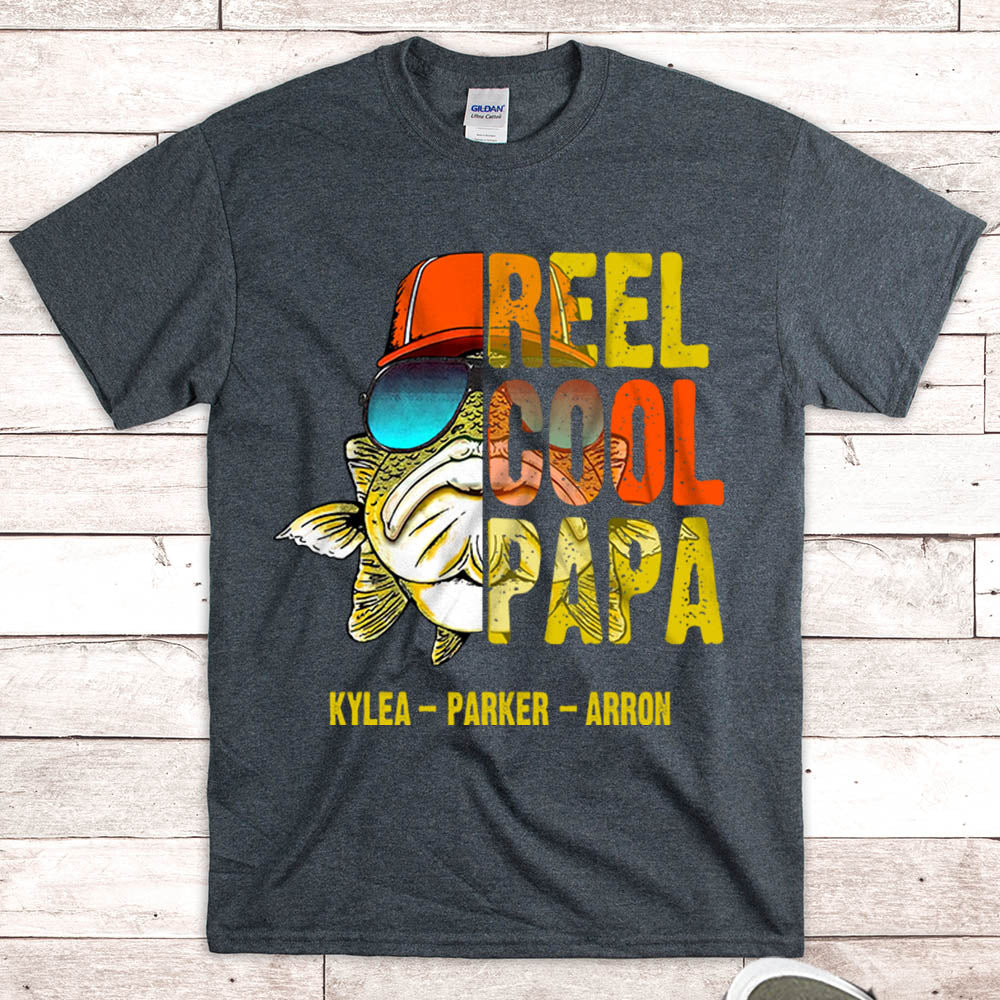 Reel Cool Papa Shirt, Nickname & Grandkid's Name Can Be Changed