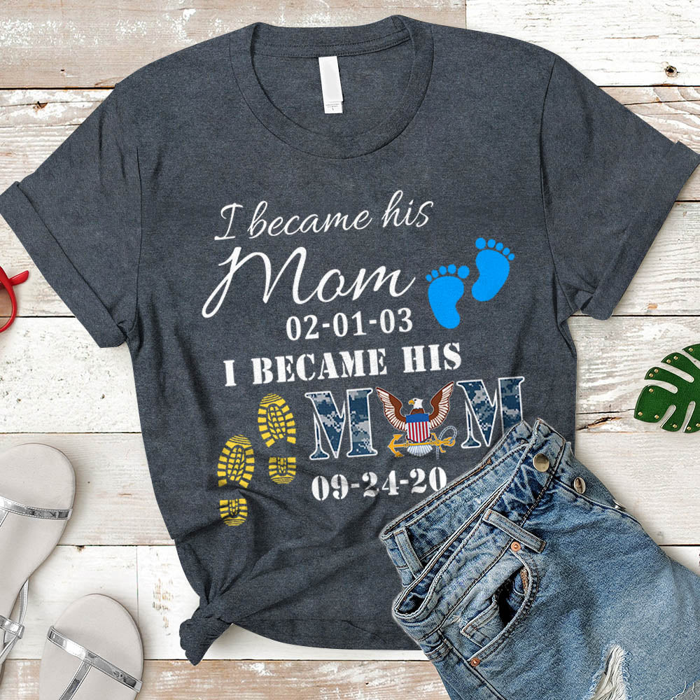 Personalized Birth Date And Graduation Date Proud Navy Mom | Military Shirt K1702