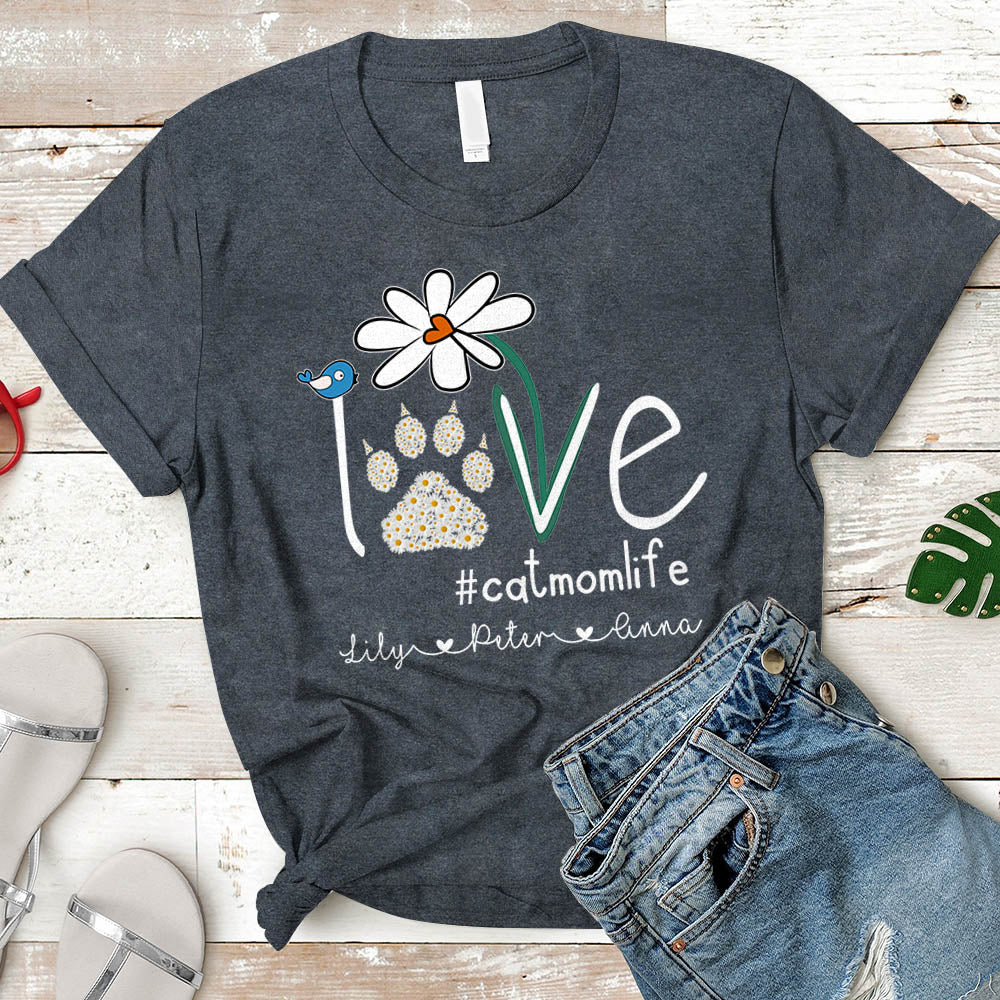 Personalized Love Cat Mom Life Shirt Shirt Daisy Love Cat Mom Life Shirt