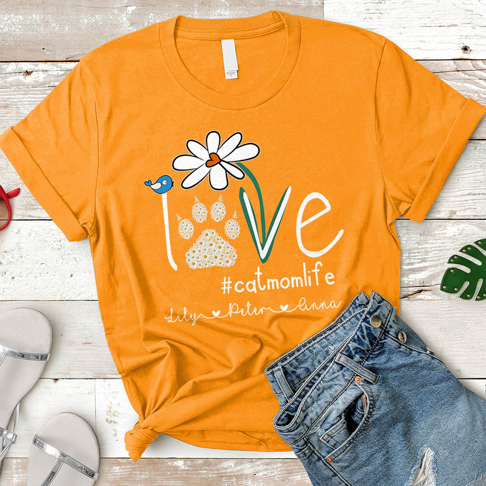 Personalized Love Cat Mom Life Shirt Shirt Daisy Love Cat Mom Life Shirt