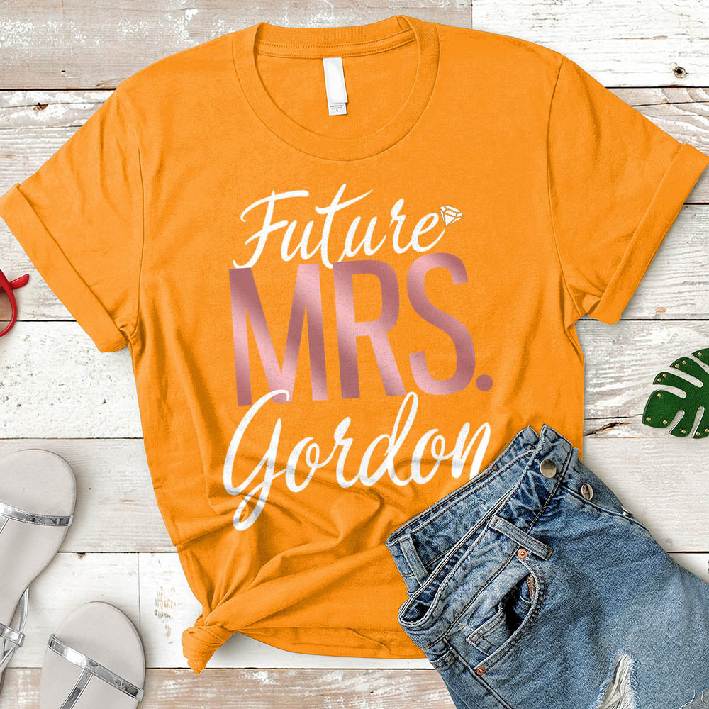 Future Mrs./Last Name Relaxed Boyfriend Personalized Last Name Boyfriend Shirt