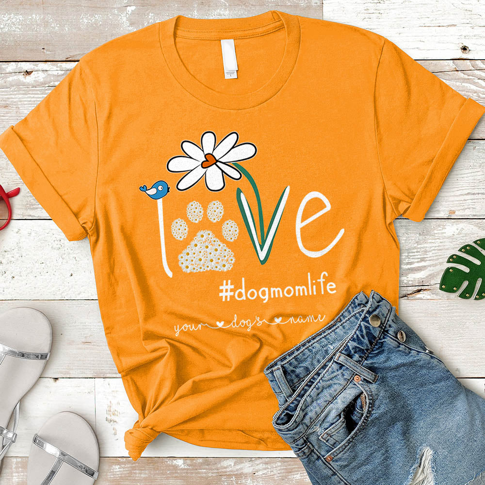 Dog Mom Daisy Flower Personalized Dog's Names T-Shirt