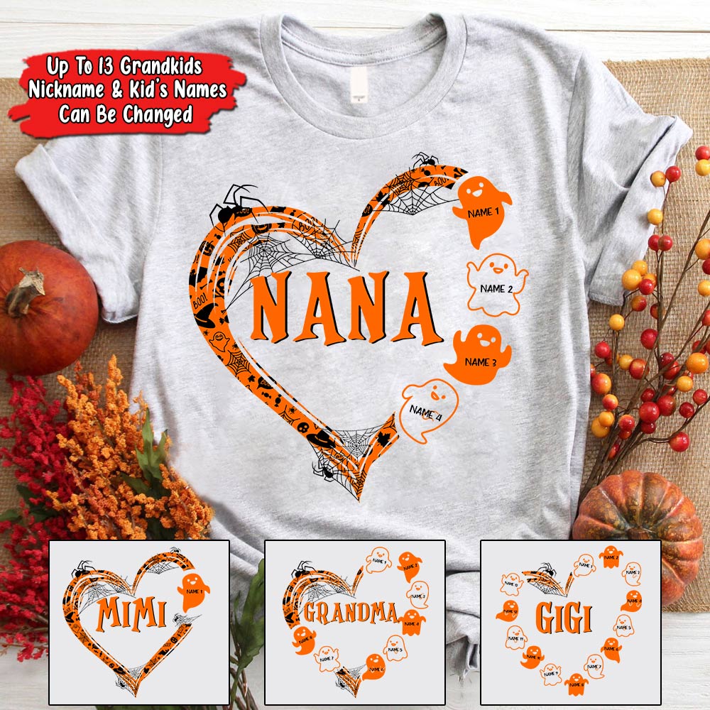 Grandma Boo Heart Halloween Personalized Shirts,