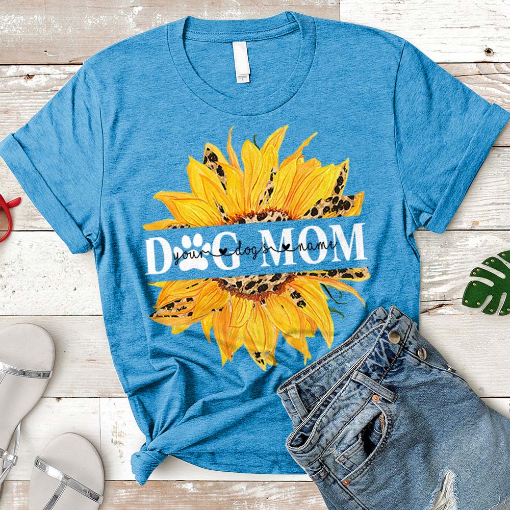 Dog Mom Sunflower T-Shirt Personalized Dog's Names T-Shirt