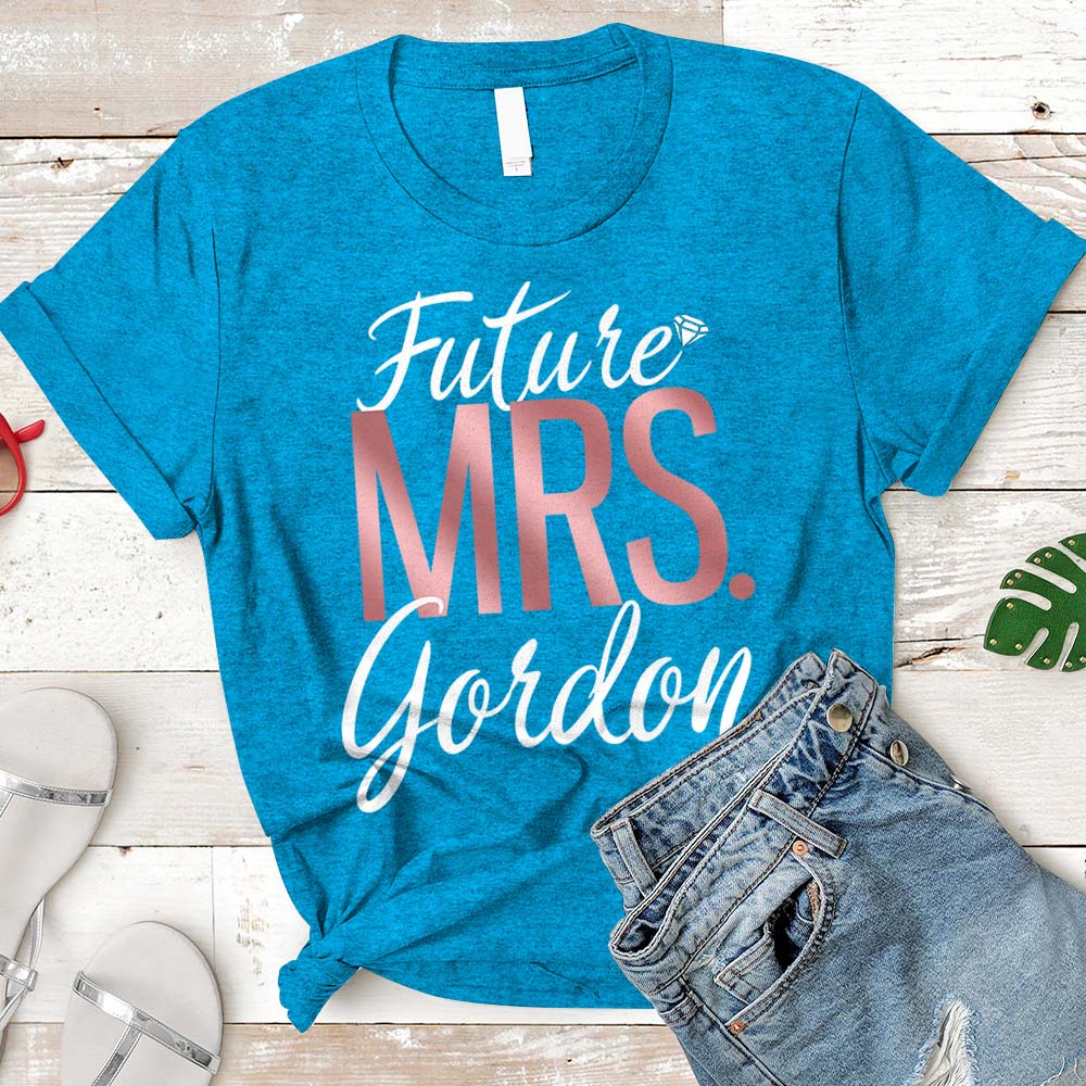 Future Mrs./Last Name Relaxed Boyfriend Personalized Last Name Boyfriend Shirt