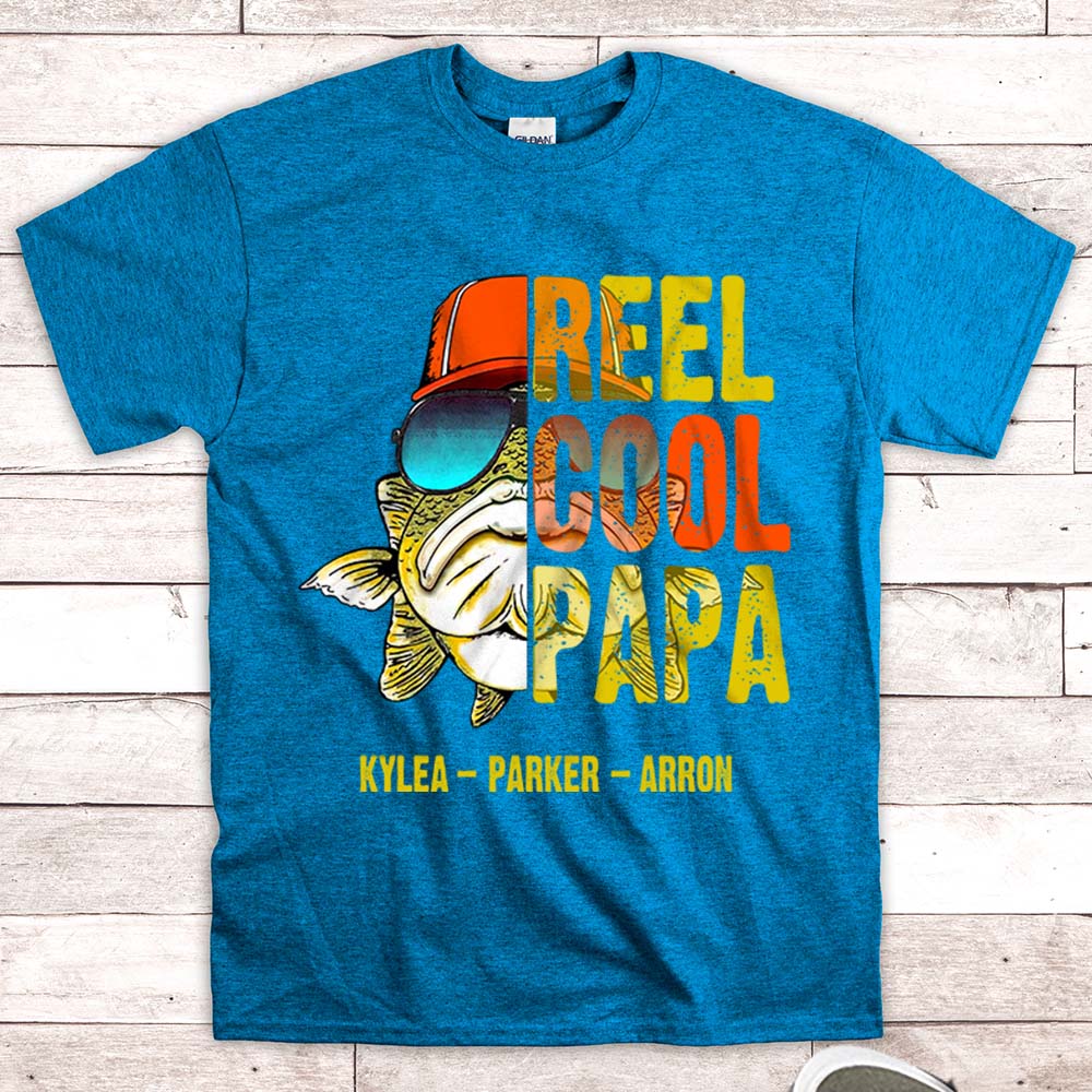 Reel Cool Papa Shirt, Nickname & Grandkid's Name Can Be Changed