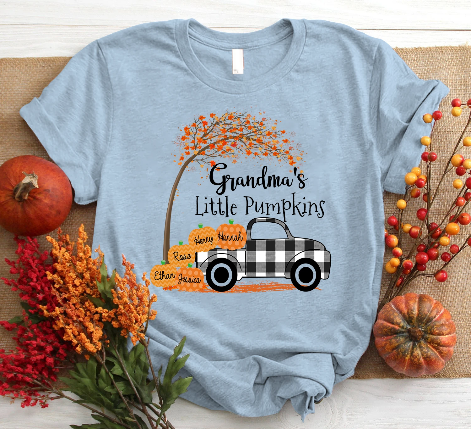 Personalized Grandma's Little Pumpkins Autumn Shirt Nickname & Grandkid's Name Can Be Changed