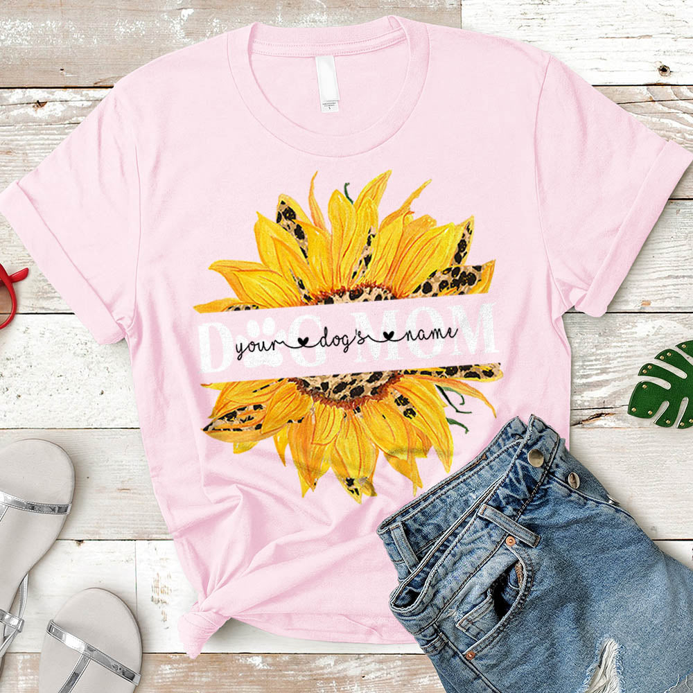 Dog Mom Sunflower T-Shirt Personalized Dog's Names T-Shirt