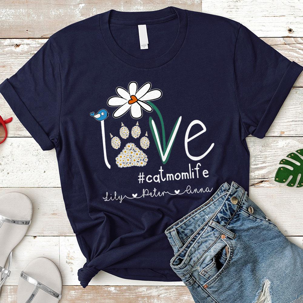 Personalized Love Cat Mom Life Shirt Shirt Daisy Love Cat Mom Life Shirt