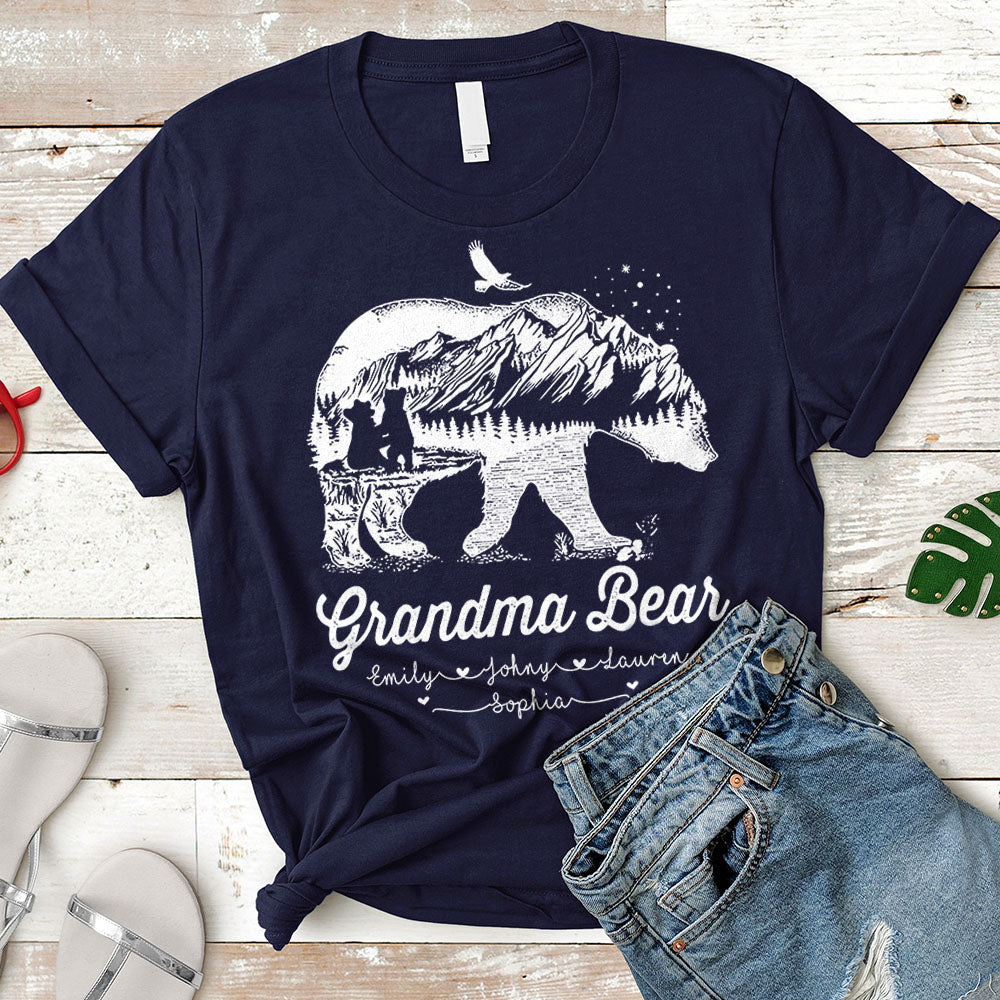 Grandma Bear T-Shirt , Mom T-Shirts , Nickname & Grandkid's Names Can Be Changed