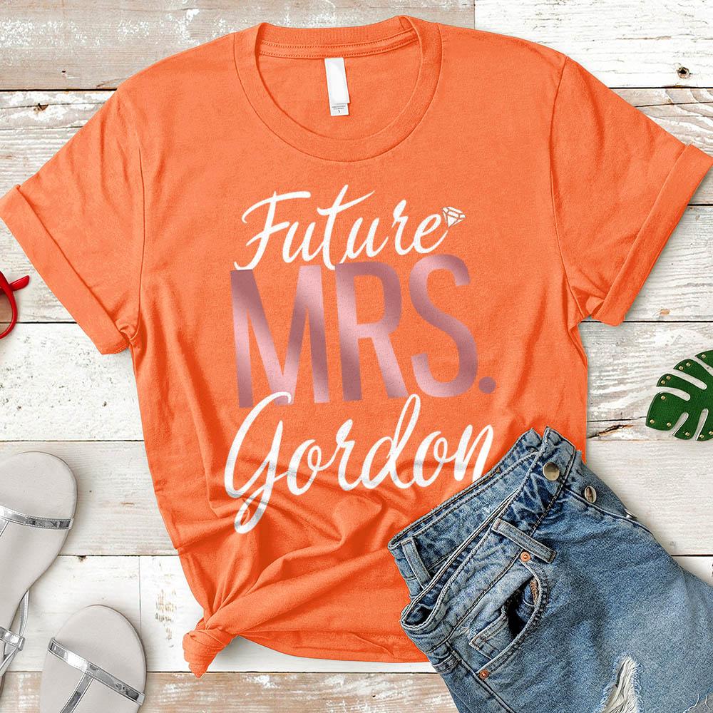 Future Mrs./Last Name Relaxed Boyfriend Personalized Last Name Boyfriend Shirt
