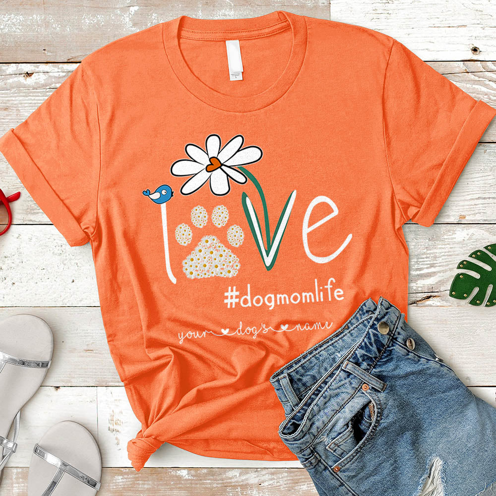 Dog Mom Daisy Flower Personalized Dog's Names T-Shirt