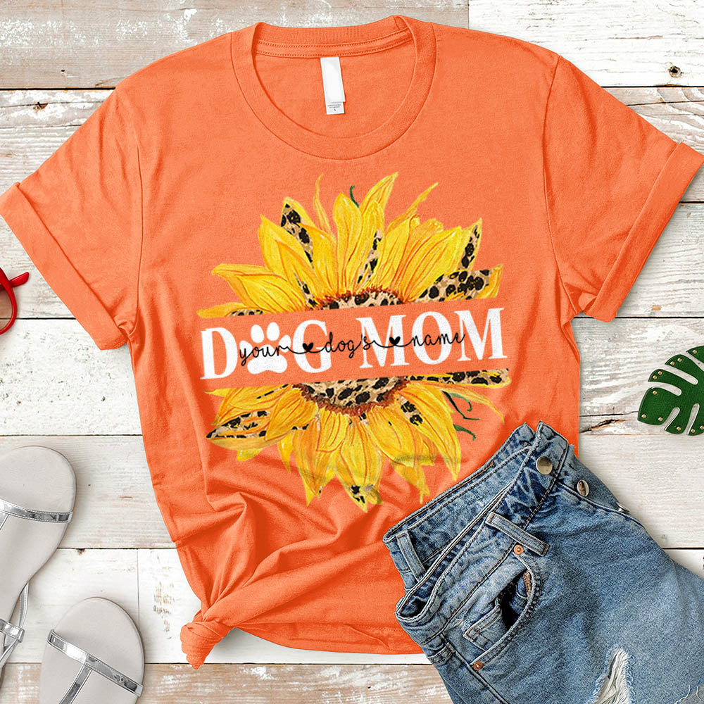 Dog Mom Sunflower T-Shirt Personalized Dog's Names T-Shirt