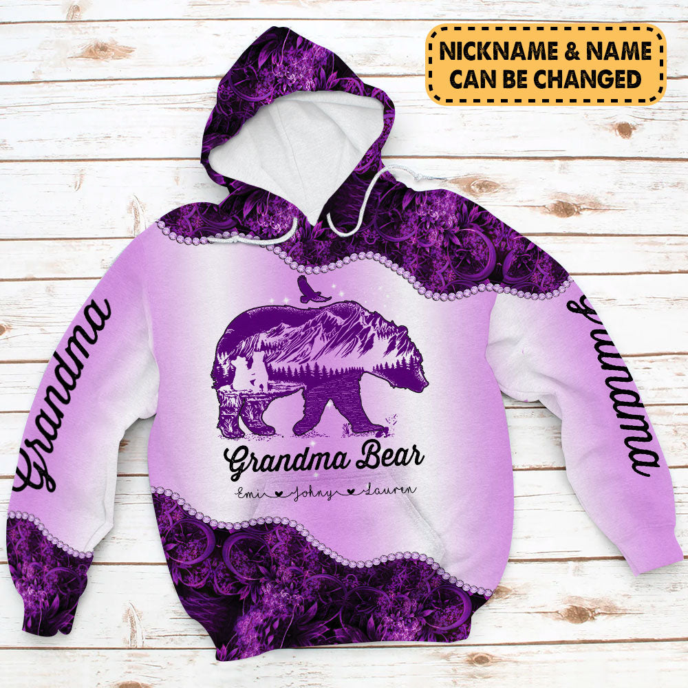 Personalized Grandma Bear All Over Print Shirts For Grandma