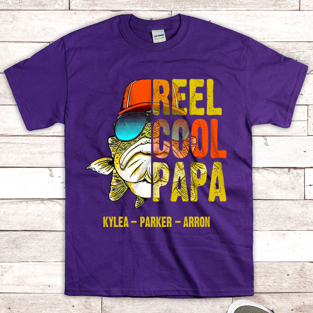 Reel Cool Papa Shirt, Nickname & Grandkid's Name Can Be Changed