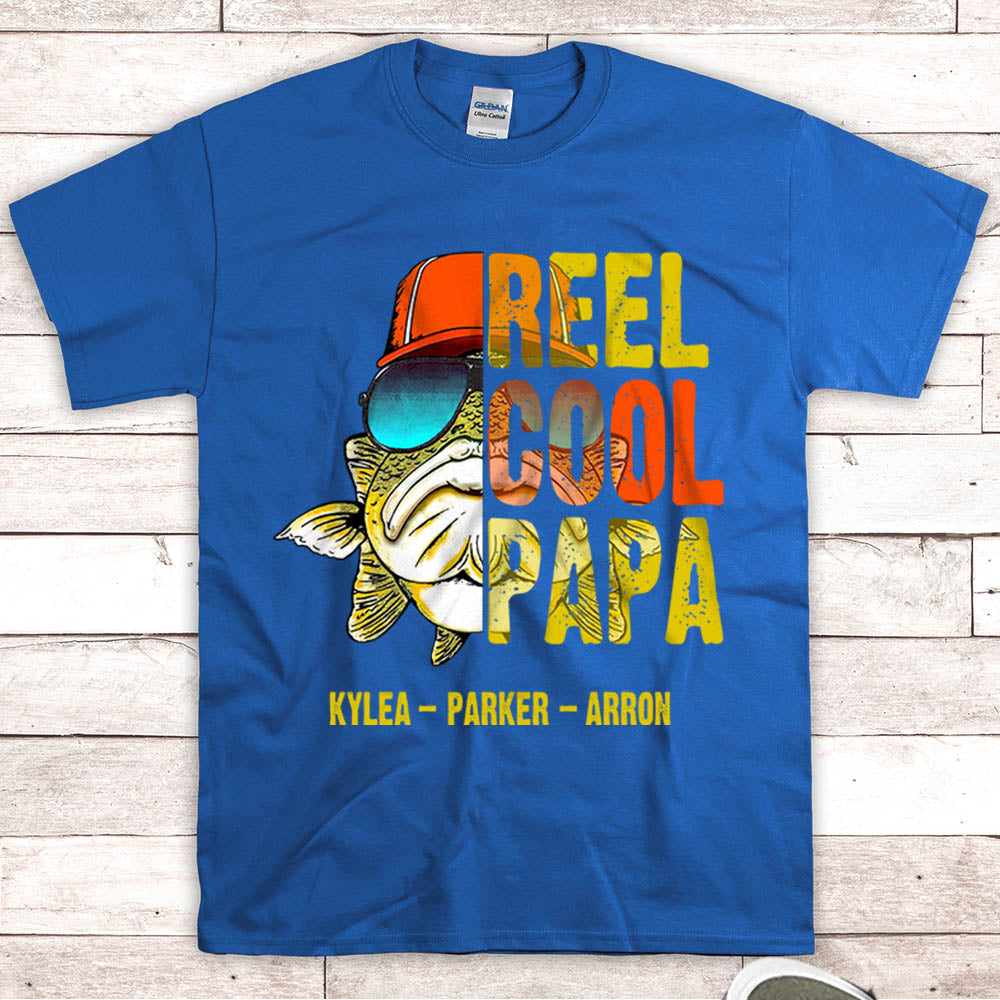 Reel Cool Papa Shirt, Nickname & Grandkid's Name Can Be Changed