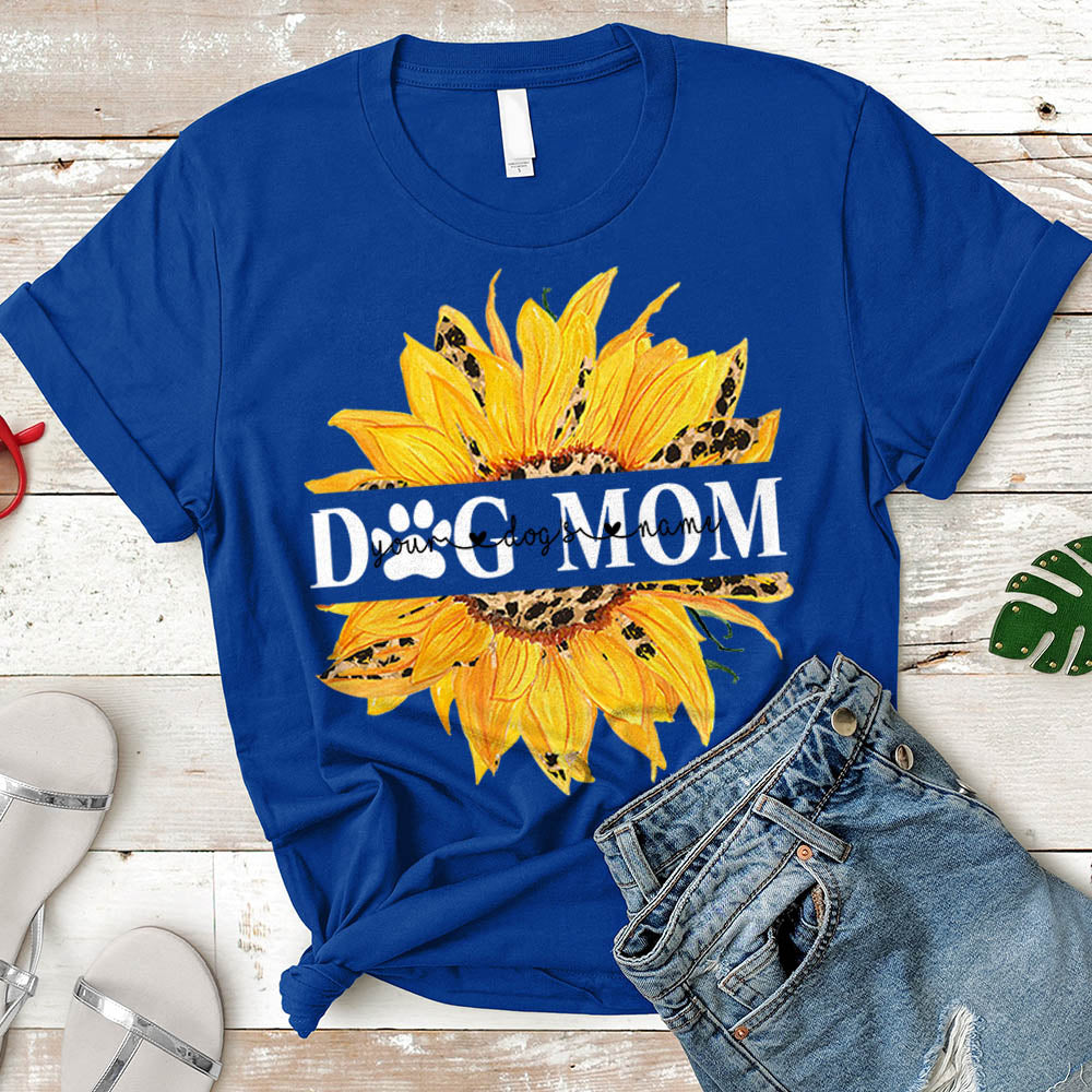 Dog Mom Sunflower T-Shirt Personalized Dog's Names T-Shirt