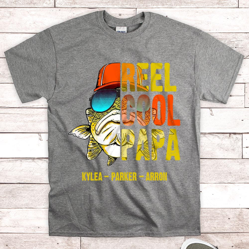 Reel Cool Papa Shirt, Nickname & Grandkid's Name Can Be Changed