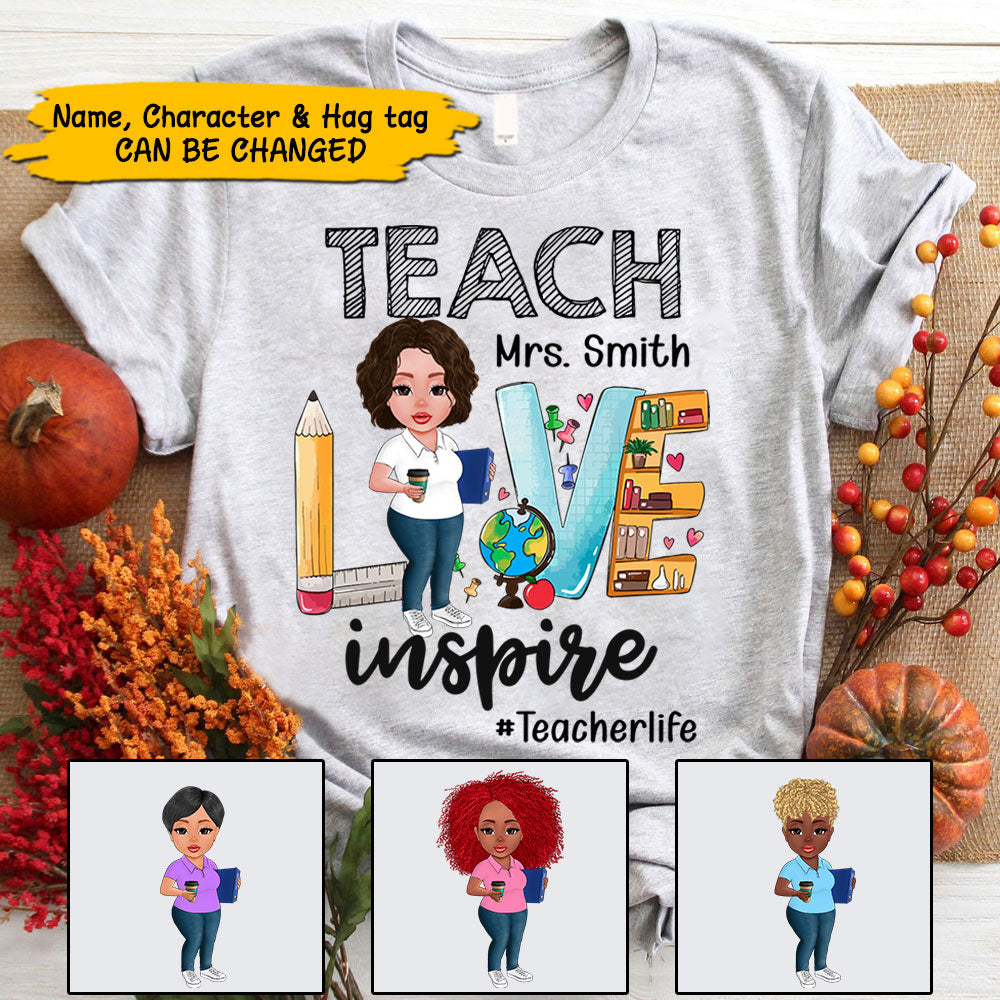 Teach Love Inspire Cute Back To School Personalized Shirt For Teacher Vr2