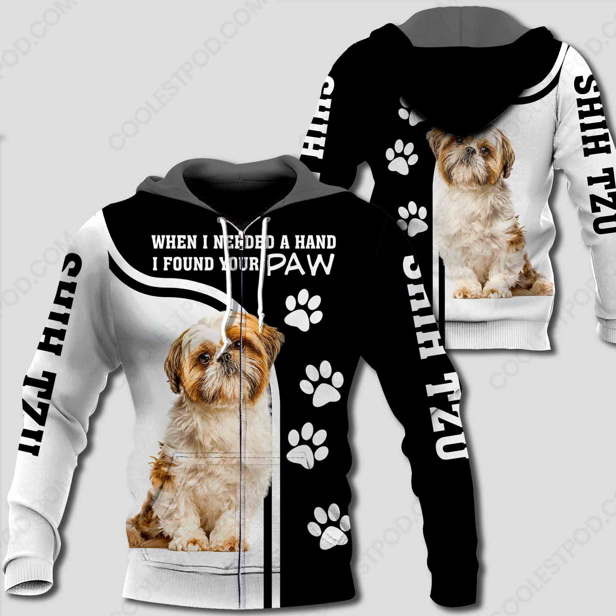 Shih Tzu When I Needed A Hand I Found Your Paw All Over Print Shirt