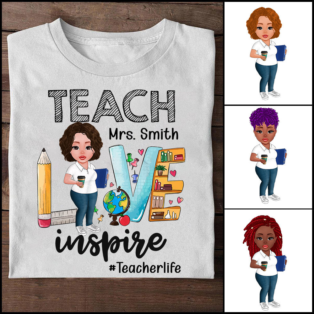 Teach Love Inspire Cute Back To School Personalized Shirt For Teacher Vr2