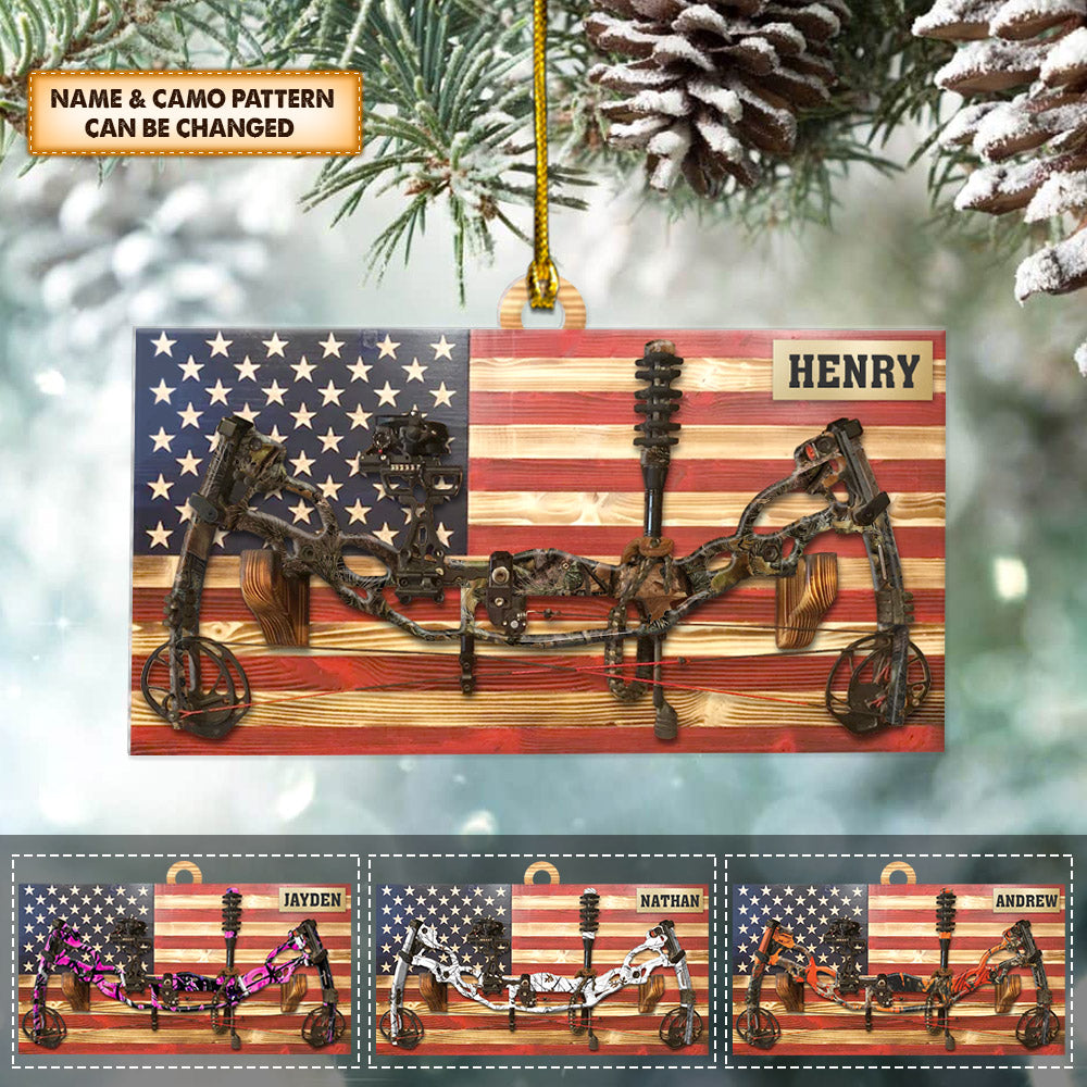 Hunting Customized Name, Archery & Flag Personalized For Hunters, Name & Camo Pattern can be changed vr2