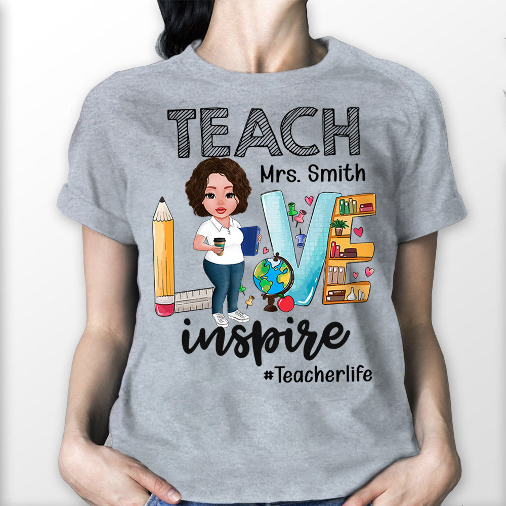Teach Love Inspire Cute Back To School Personalized Shirt For Teacher Vr2