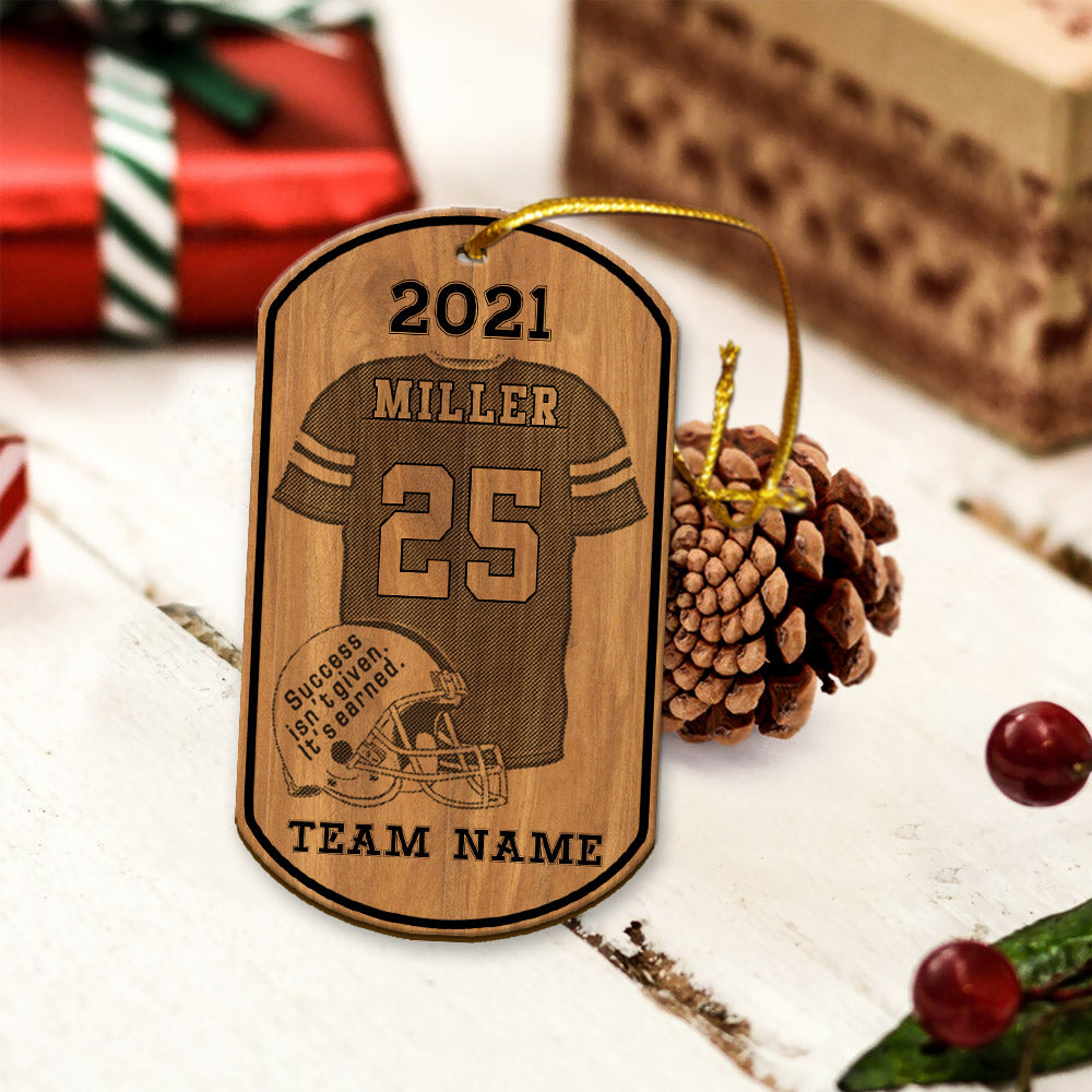Football Player Christmas Ornament Gift, Personalized FREE with Name, Team and Number