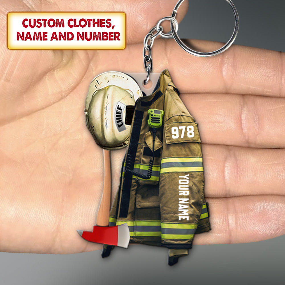 Firefighter Armor & Helmet, Personalized Flat Acrylic Keychain