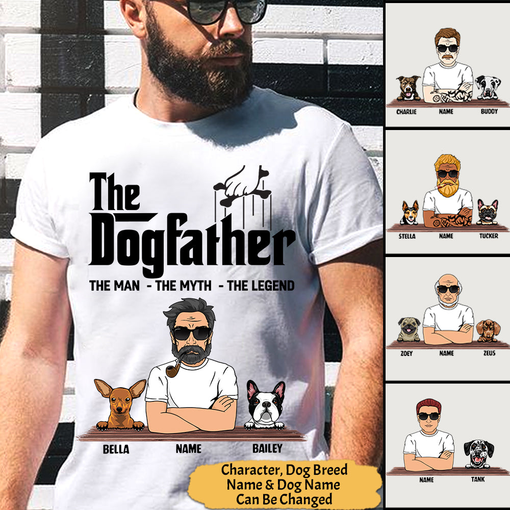 Personalized Man With Dog, The Dogfather, The Man The Myth The Legend, Dog Dad Shirts, Gift For Dog Lovers