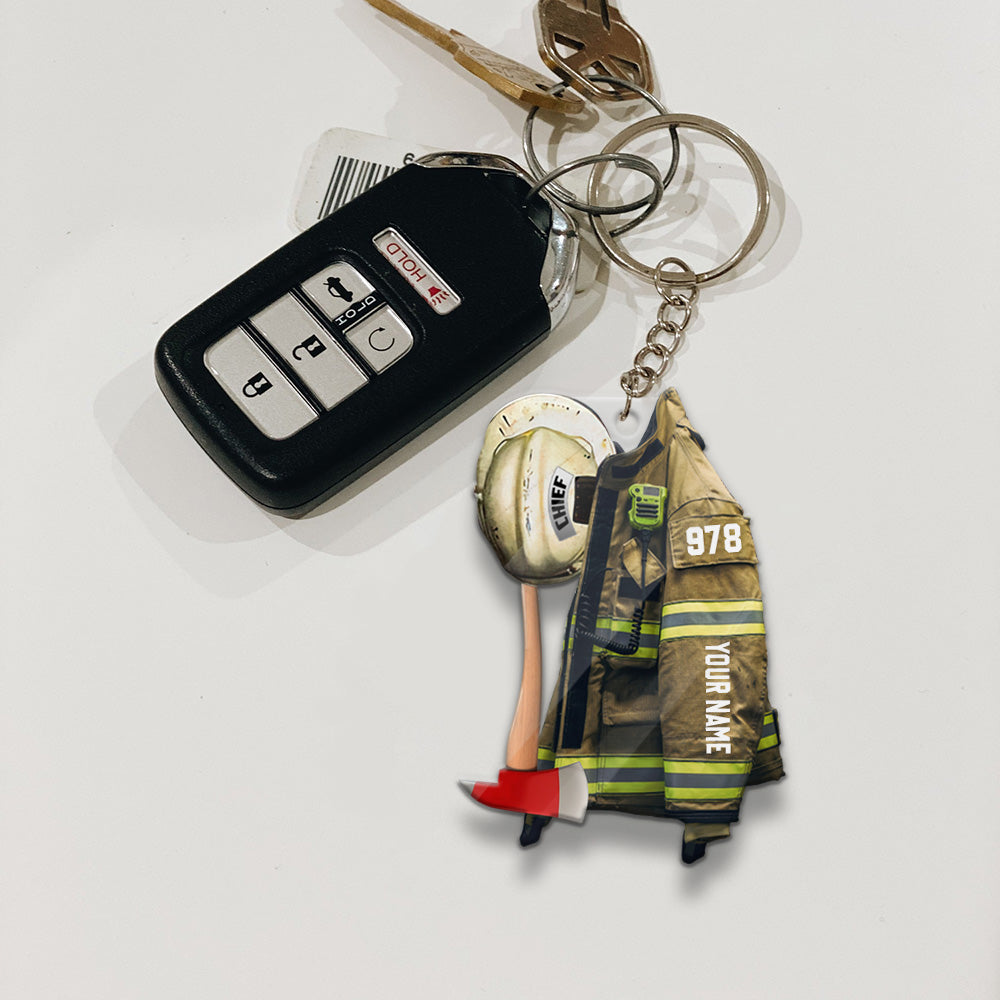 Firefighter Armor & Helmet, Personalized Flat Acrylic Keychain
