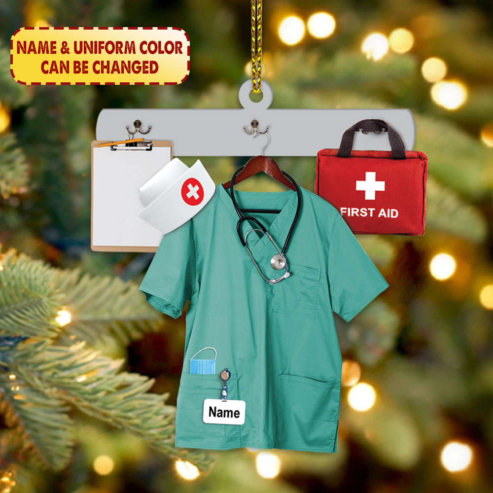 Nurse Uniform Custom Shaped Acrylic Ornament Two Sides Print, Christmas Gift, Name & Uniform Color Can Be Changed Vr3, Made By Acrylic And The 2 Sides Are The Same