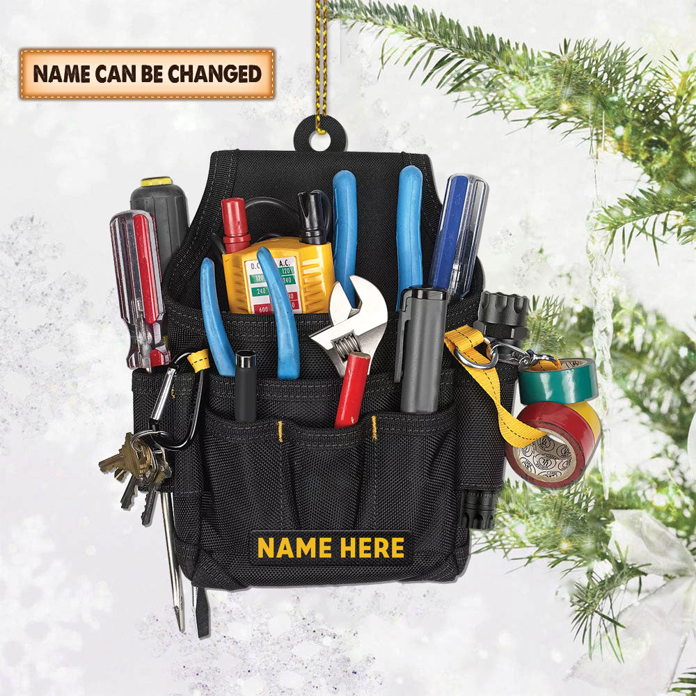 Electrician Tool Bag Vr2, Custom Cut Shaped Acrylic Two Sides Print Ornament