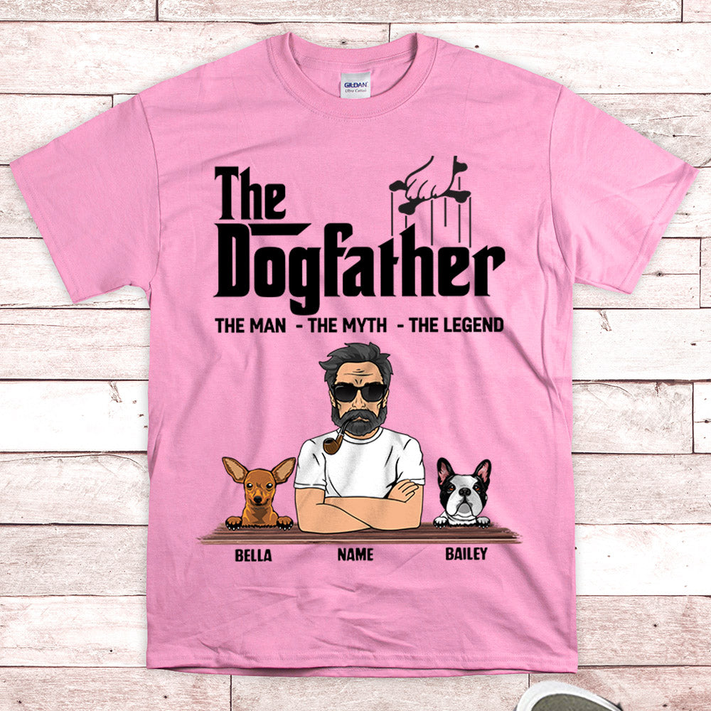 Personalized Man With Dog, The Dogfather, The Man The Myth The Legend, Dog Dad Shirts, Gift For Dog Lovers