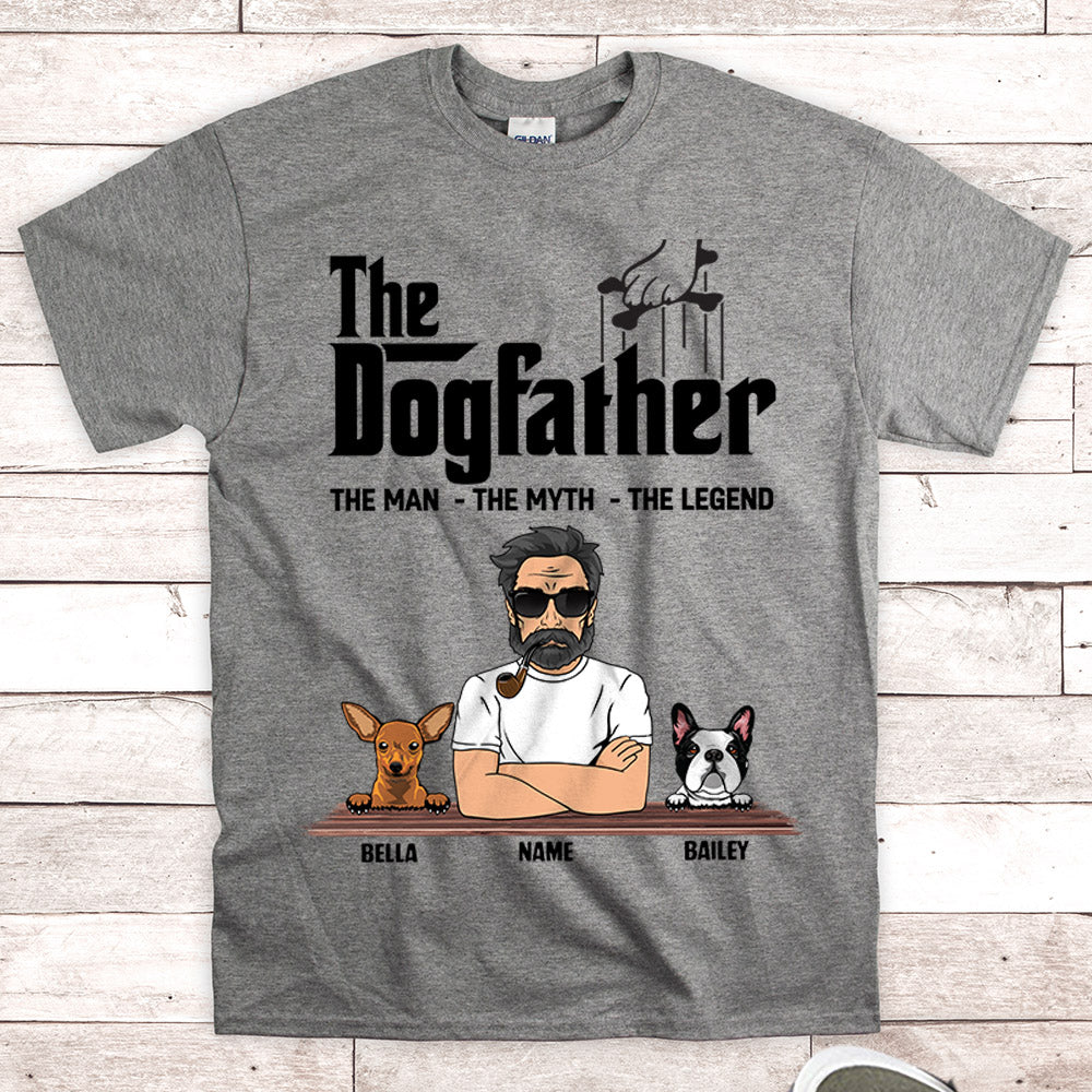 Personalized Man With Dog, The Dogfather, The Man The Myth The Legend, Dog Dad Shirts, Gift For Dog Lovers