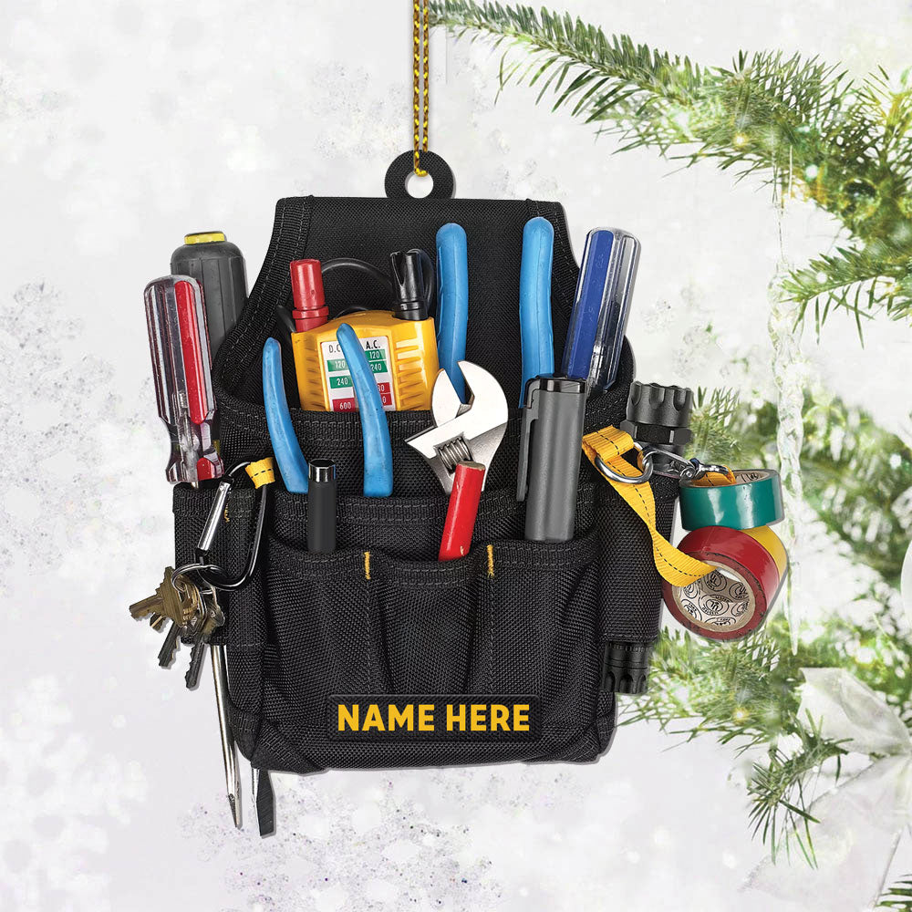Electrician Tool Bag Vr2, Custom Cut Shaped Acrylic Two Sides Print Ornament