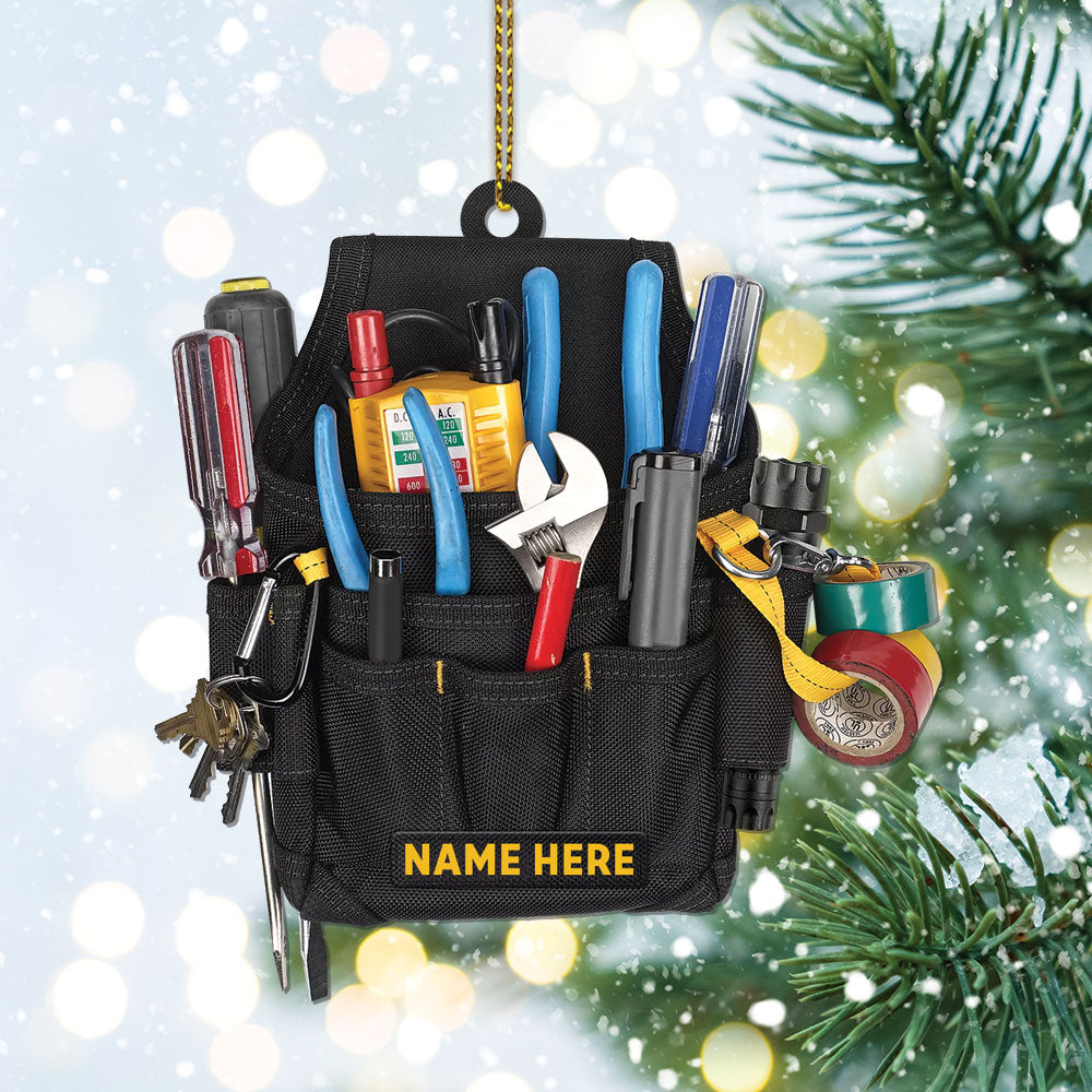 Electrician Tool Bag Vr2, Custom Cut Shaped Acrylic Two Sides Print Ornament