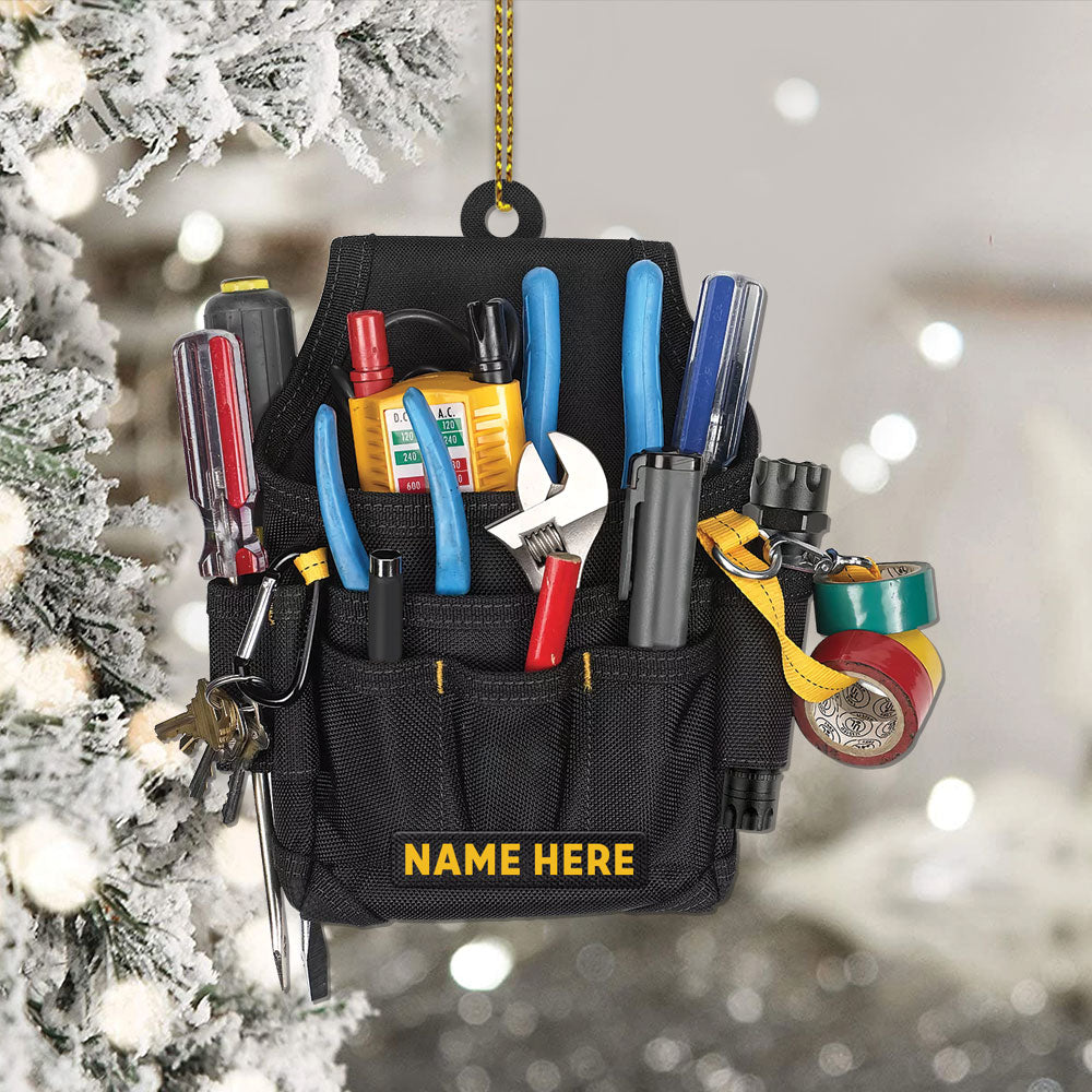 Electrician Tool Bag Vr2, Custom Cut Shaped Acrylic Two Sides Print Ornament
