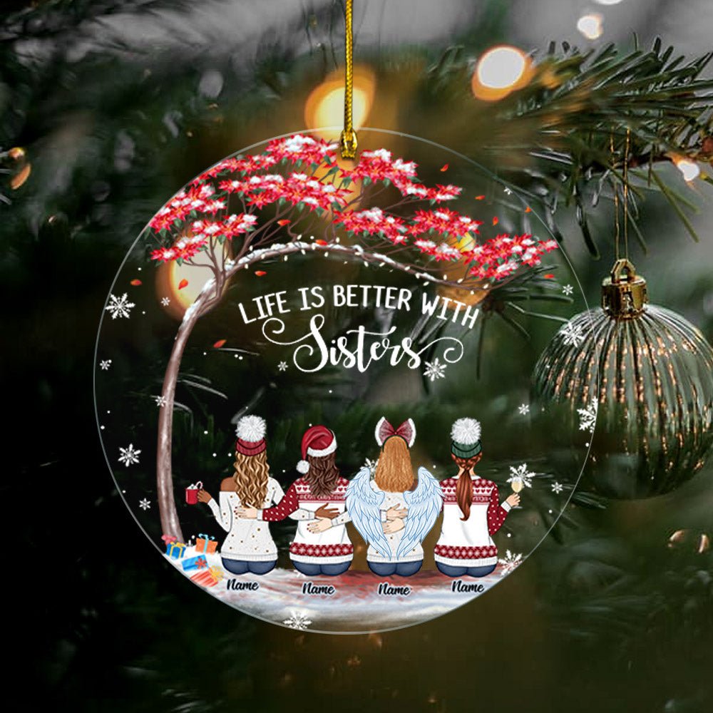Custom Always Sisters, Personalized Acrylic Ornament for your beloved Sisters, Name & Character can be changed, Made By Acrylic And One Side Print