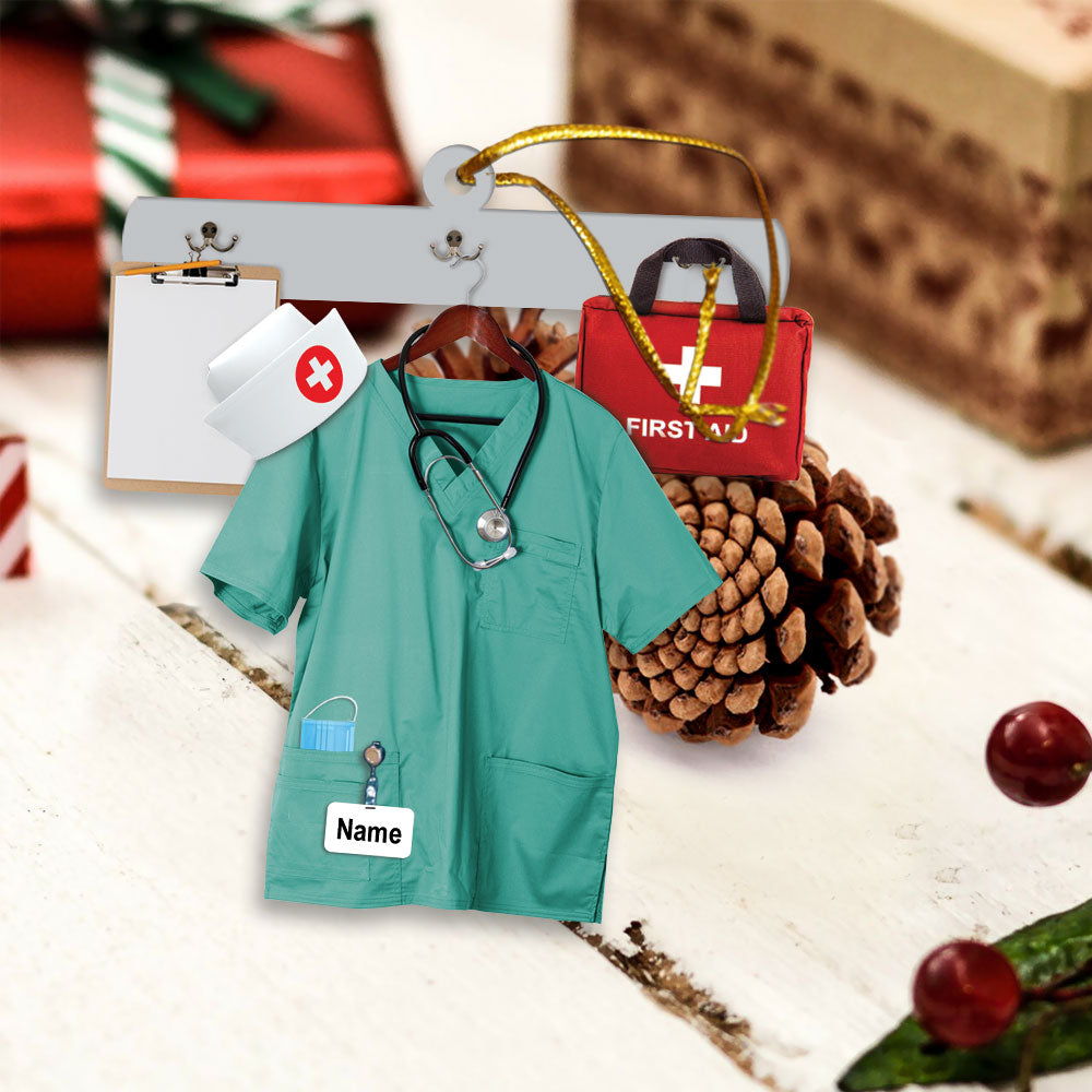 Nurse Uniform Custom Shaped Acrylic Ornament Two Sides Print, Christmas Gift, Name & Uniform Color Can Be Changed Vr3, Made By Acrylic And The 2 Sides Are The Same