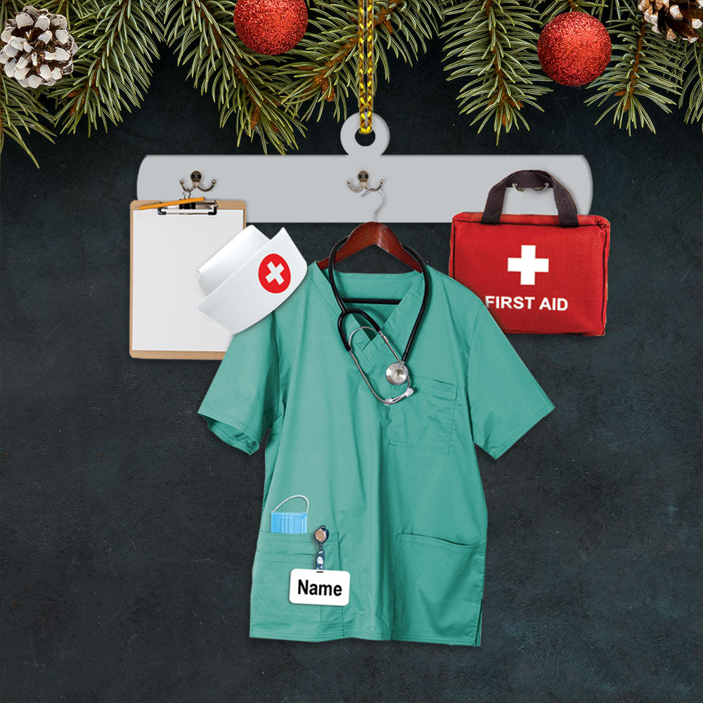 Nurse Uniform Custom Shaped Acrylic Ornament Two Sides Print, Christmas Gift, Name & Uniform Color Can Be Changed Vr3, Made By Acrylic And The 2 Sides Are The Same