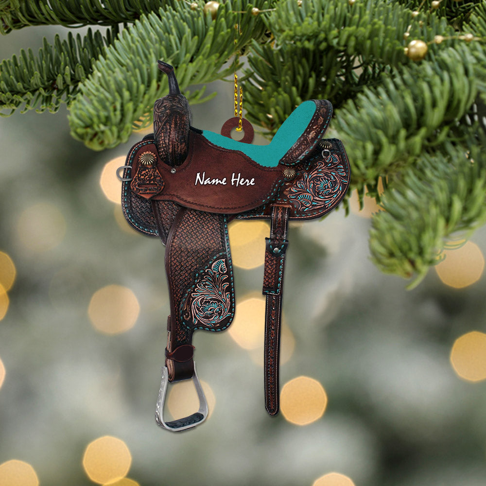 Horse Saddle, Personalized Flat Ornament For Horse Lovers, Cowboy Cowgirl, Name & Saddle Color Can Be Changed, Made By Acrylic And Two Sides Are The Same