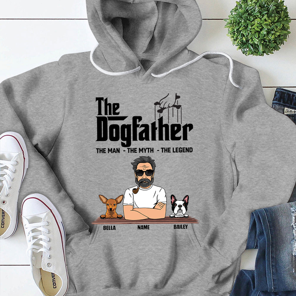 Personalized Man With Dog, The Dogfather, The Man The Myth The Legend, Dog Dad Shirts, Gift For Dog Lovers